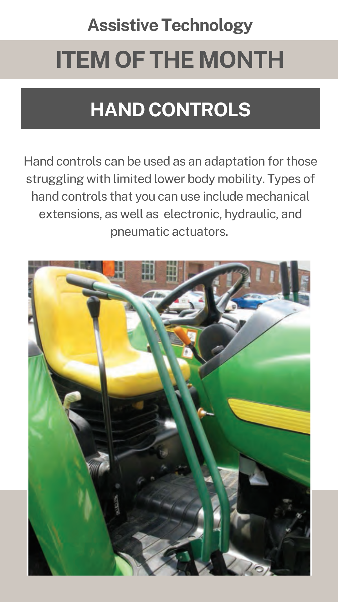 AT Item of the Month: Hand Controls – AgrAbility of Wisconsin